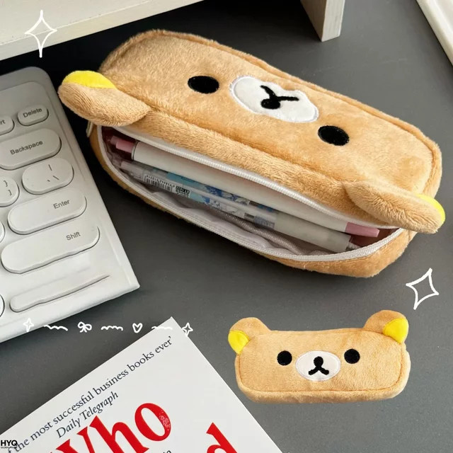 Rilakkuma Federmäppchen für Kinder und Mädchen, braunes Kawaii Cartoon Bären Etui aus Textil - Bild 1