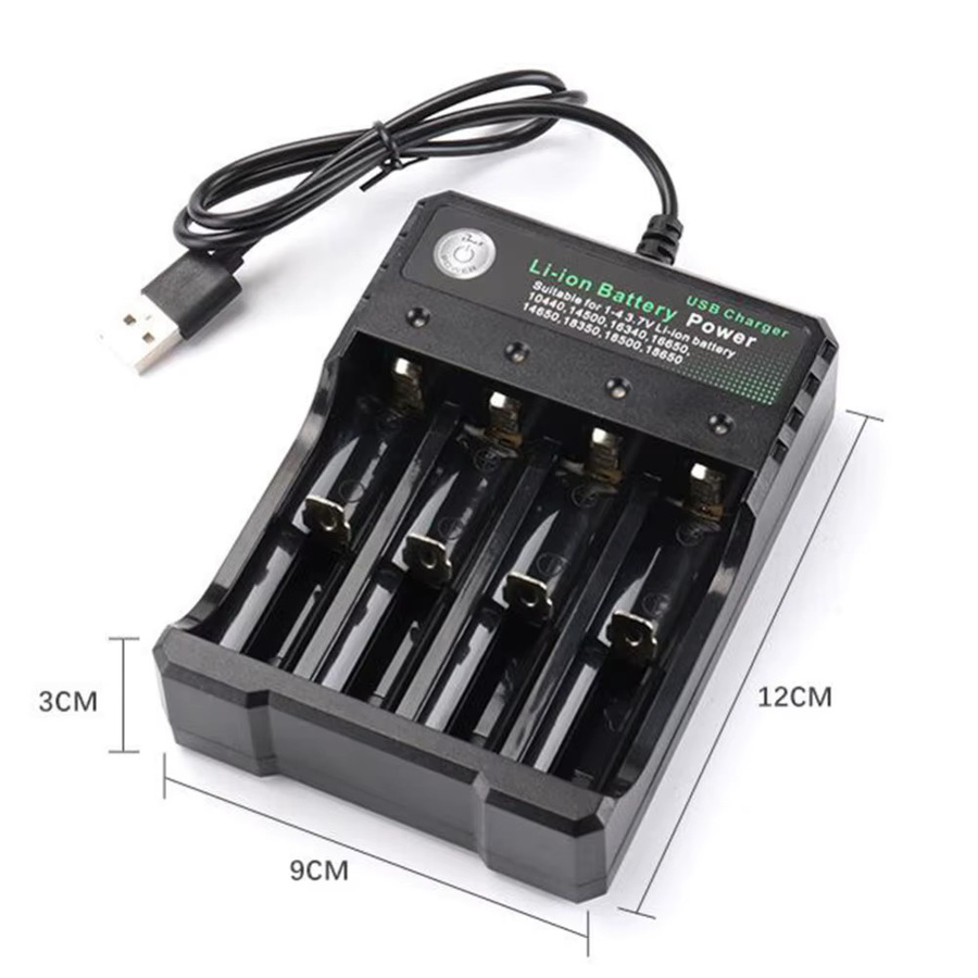 BRYNTHORX Tragbares USB Li-Ion Akku-Ladegerät für 18650 26650 14500 14650 16340 18350 Akkus, Schwarz - Bild 3