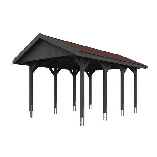 Skan Holz Carport Wallgau Satteldach aus Nadelholz in Grau mit Dachschindeln B/T: 380 x 600 cm, Höhe: 313 cm - Bild 3
