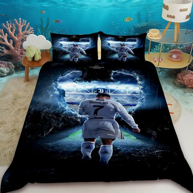 Bettwäsche Set Flylo Ronaldo Idol Fußballstar mit 3D-Druck, Farbe: Schwarz, B/H: 180 x 210 cm - Bild 1