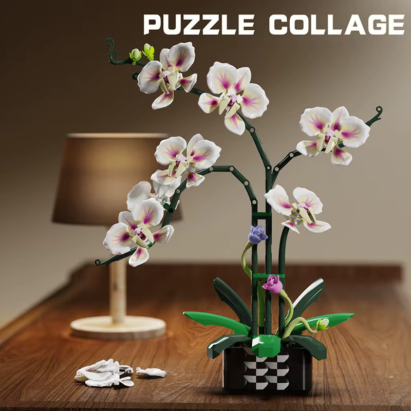 FUNXINEE Orchideen-Bouquet Phalaenopsis-Blumen, Baustein-Set, 736 Teile - Bild 4