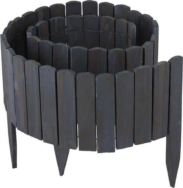 Relaxdays Beeteinfassung aus Tannenholz in Anthrazit, flexibel für Garten und Blumenbeete, Höhe: 25 cm, Länge: 200 cm - Bild 1