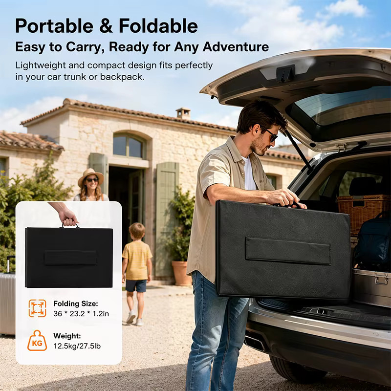 CHUBAN Tragbares 400W Solarpanel-Set, Wasserdichtes Faltbares Solarladegerät in Schwarz für Camping und Wohnmobil - Bild 3