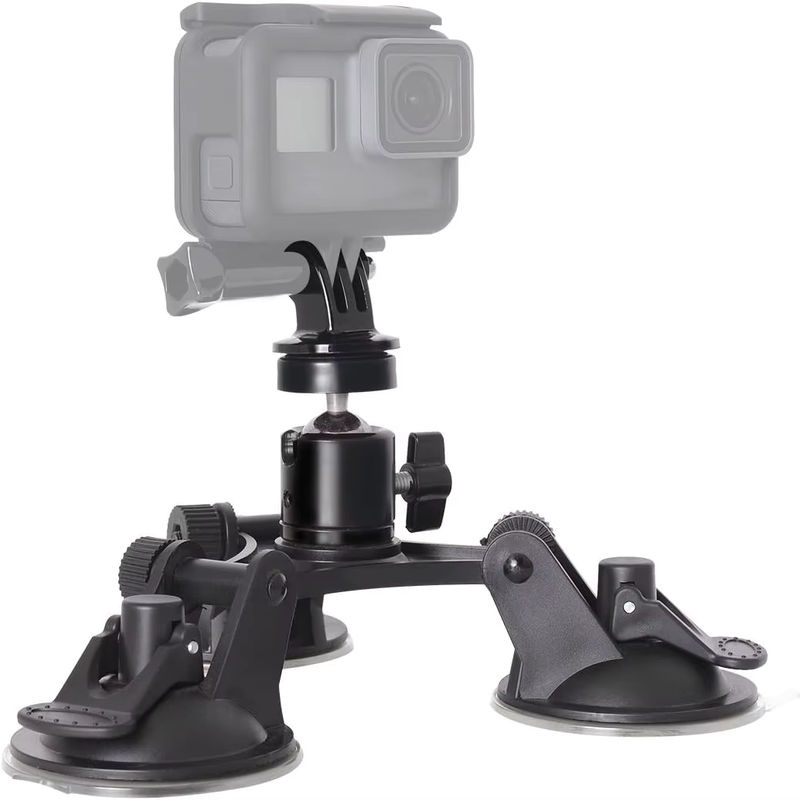 VeFly Dreieckige Auto-Saugnapf-Glashalterung in Schwarz als Stativhalterung für Insta360 X5 X4 X3, DJI Action 5 Pro 4 3 und GoPro Hero 12 11 10 Kamerazubehör - Bild 4