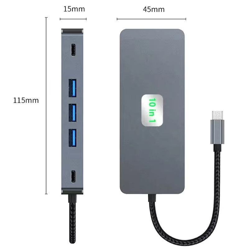 FC&EC 9-in-1 USB-C Dockingstation mit Dual HDMI 4K UHD Anschlüssen in Grau - Bild 3