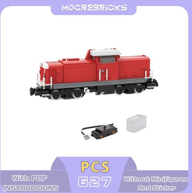MOCREBRICKS Deutsche V100 Diesellokomotive, Roter Güterzug, Bausteine - Bild 1