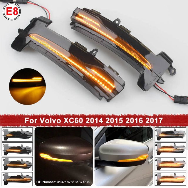 Malcayang Sequentielle dynamische Seitenspiegel-Blinkerleuchte für Volvo XC60 2014-2017, Schwarz, 2er-Set - Bild 1