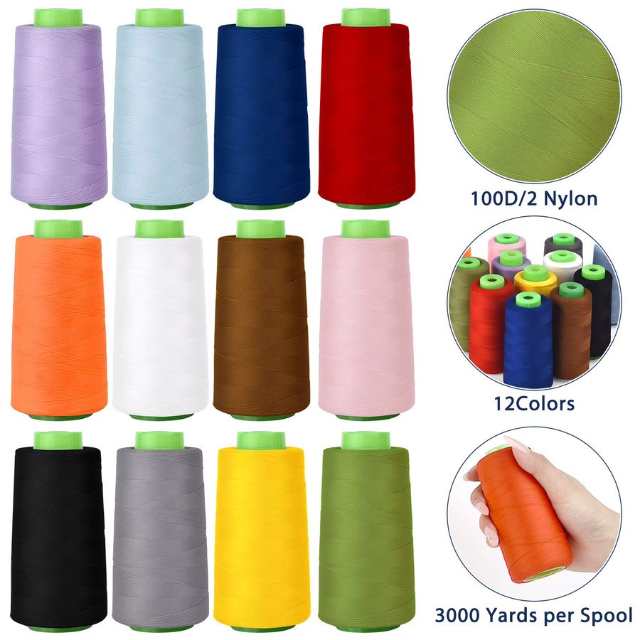 Hochelastisches Nylon-Nähgarn 100D/2 in Mehrfarben, 3000 Yards elastischer Faden für Kantennaht und Näharbeiten - Bild 4