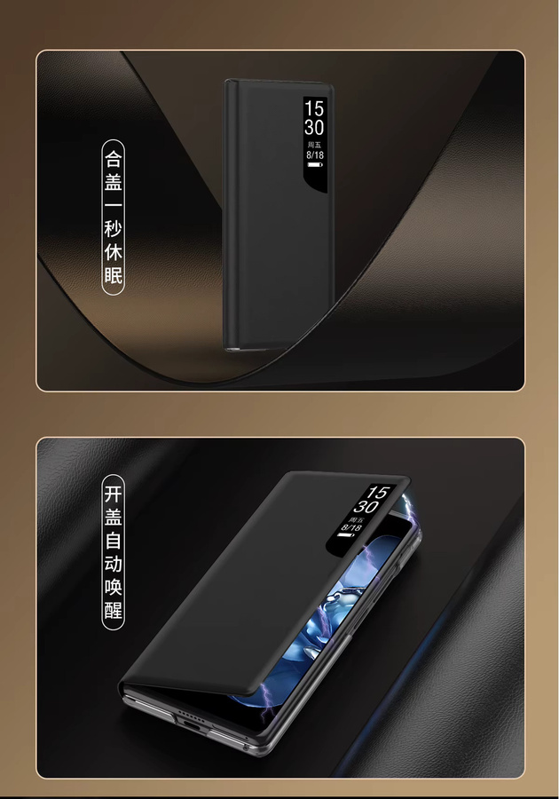 Xiaomi Mix Fold 4 Lederhülle mit Flip-Book-Ansicht und Windows-Ständer in Schwarz oder Grün - Bild 3