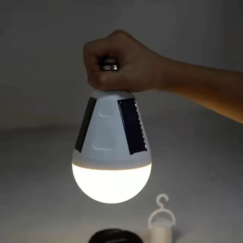 Dengsum E27 Solar-LED-Lampe wiederaufladbar, weiße Notfall-Glühbirne für Außenbereich, Camping und Reisen - Bild 3