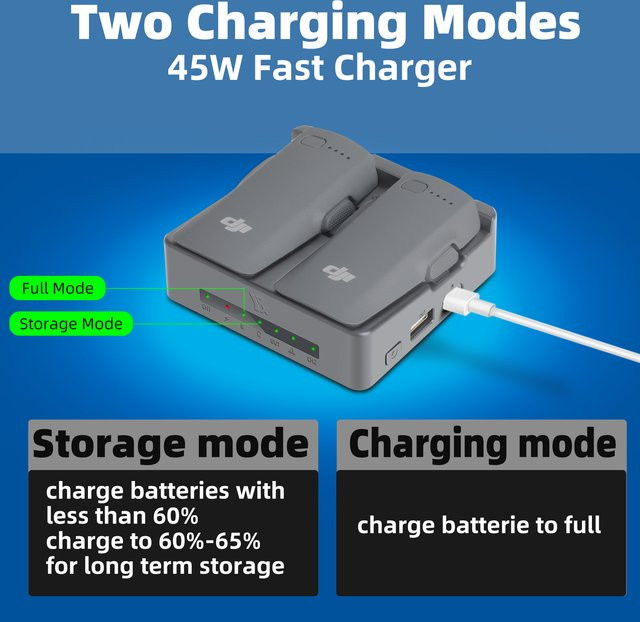 Butler Power Bank Lade Hub für DJI NEO 2 Drone, Ladegerät für 2 Batterien, Grau - Bild 1