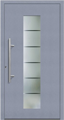 KNOCK Flügelüberdeckende Kunststoff-Haustür Terra in Grau mit Glaseinsatz und Aluminium-Elementen, Höhe: 200 cm, Breite: 100 cm - Bild 1