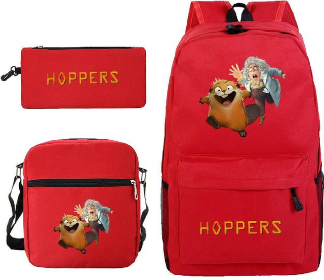 3-teiliges Schulrucksack-Set für Schüler in Rot aus Oxford-Stoff mit Schultasche, Schultergurt und Federmäppchen - Bild 1