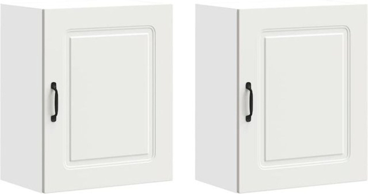 2er-Set Küchen-Hängeschränke Kalmar von vidaxl in Weiß aus Holzwerkstoff im Landhausstil mit Drehtüren - Bild 1