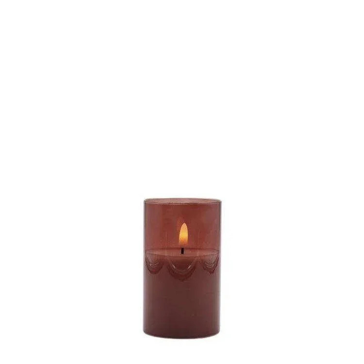 Mansion LED Stimmungslicht rotbraun mit Fernbedienung und Timer, Tischdeko aus Glas und Kerzenwachs, B/T/H: 7,5 x 7,5 x 12,5 cm - Bild 1