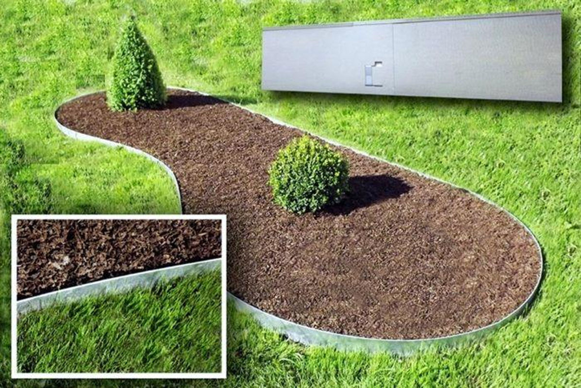 Green-split Rasenkante aus Metall in Braun als Beeteinfassung für Rasen und Garten, B: 120 cm, H: 13,5 cm - Bild 2