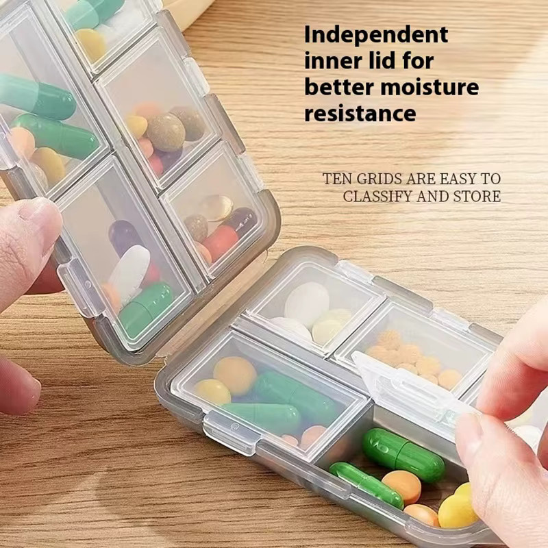 Tcare Reise-Pillen-Organizer, feuchtigkeitsbeständige Pillenbox in Grau für Tasche und Geldbörse - Bild 2