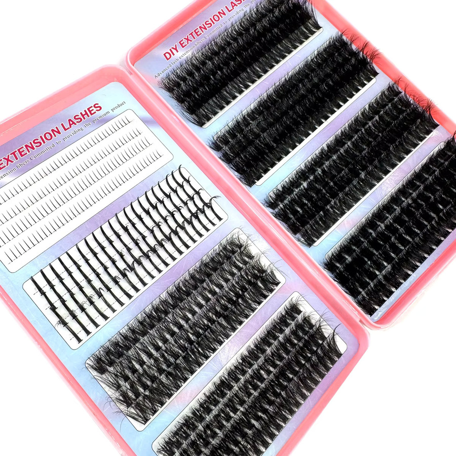 AMSDCN Wimperncluster mit unteren Wimpern, 32 Reihen, Unisex - Bild 4