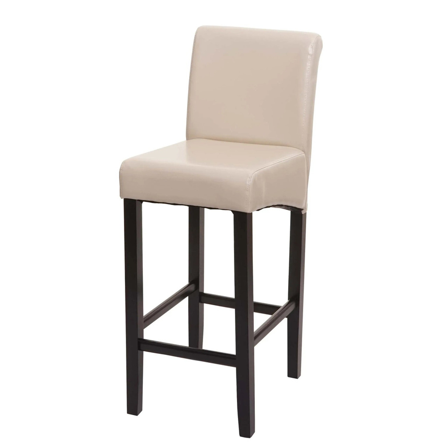 PROREGAL Barhocker mit Lehne in Beige, gepolstert mit Kunstleder und Holzbeinen im Retro-Look, Sitzhöhe: 75 cm - Bild 2