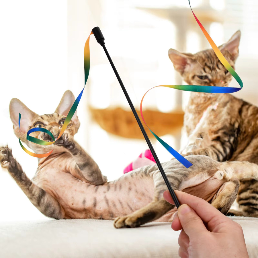 GOT-TOG Katzenangel mit Satinband, Interaktives Katzenbandspielzeug - Bild 3