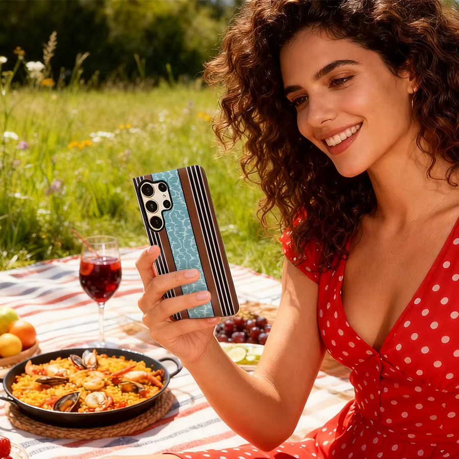 Samsung Handyhülle mit Retro-Streifen und Wasser-Effekt für Galaxy S25 Ultra, S24 und S23 Ultra Plus in Multicolour mit glänzender doppellagiger Rückseite - Bild 6