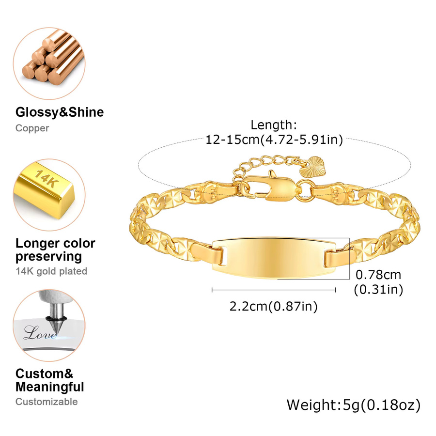Vnox Armband, Messing, Gold, Kinder - Bild 2