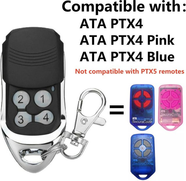 ATA PTX4 HercuLift PTX-4 Garagentor-Ersatzfernbedienung mit 433,92 MHz Rolling Code in Schwarz - Bild 1