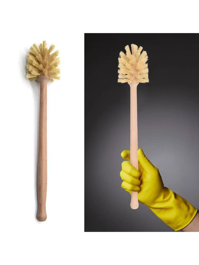 VIBRATITE Toilettenbürste und Badewannenbürste mit langem Griff aus Holz, freistehendes Badezimmerzubehör - Bild 6