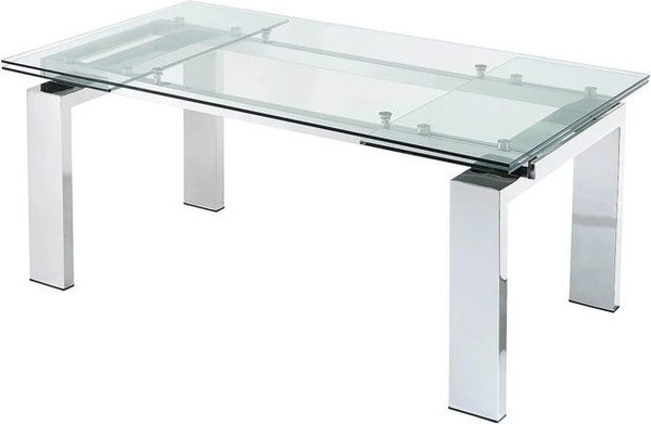 Vente-unique Esstisch Lubana aus Glas, transparent, silberfarben, erweiterbar