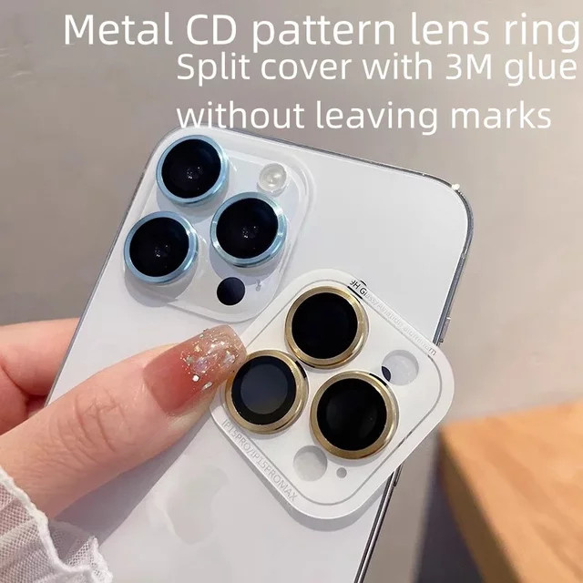 2-3 Stück Kamera Objektiv Schutz Glas und Metall für Apple iPhone 12, 13 Mini, 13 Pro Max, 15 und 16 Plus in Gold - Bild 1