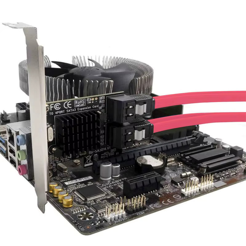 OULLX PCIe zu SATA 3.0 Erweiterungskarte mit 4 Anschlüssen, Konverter für HDD und SSD, Schwarz - Bild 5