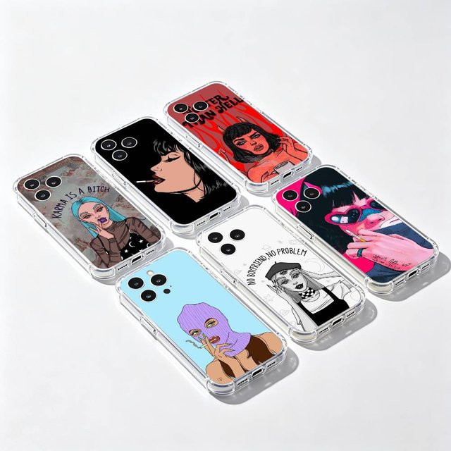 Devil-Girl Handyhülle Transparent IMD für iPhone 11 bis iPhone 17 Pro Max Plus Mini Weiche Schutzhülle - Bild 1