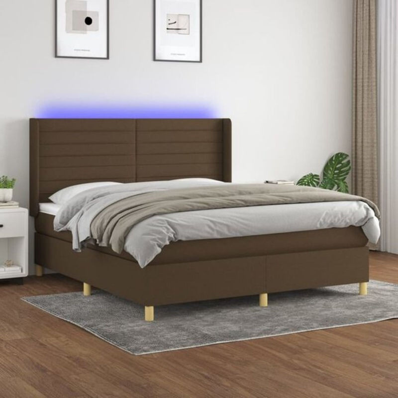 vidaxl Boxspringbett mit Matratze in Braun aus Stoff, B/T/H: 160 x 200 cm - Bild 1