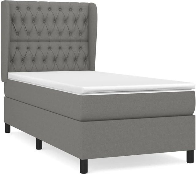 vidaXL Boxspringbett mit Matratze Dunkelgrau B/T/H: 90 x 200 x 128 cm - Bild 1