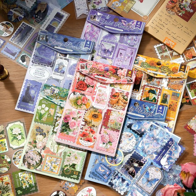 Yunjian Post Pavilion Dekorationsaufkleber für Scrapbook und Kartenherstellung, 12 Blätter, Mehrfarbig - Bild 1