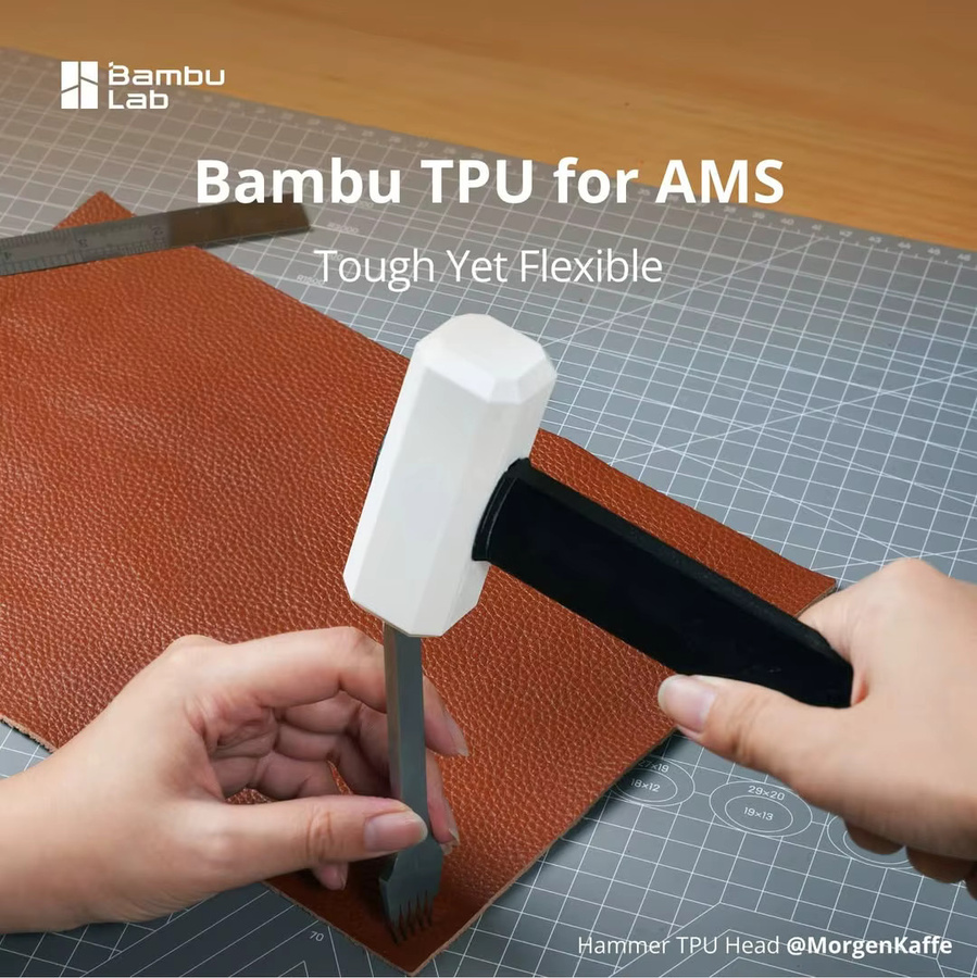 BambuLab TPU Filament Rot, 1,75 mm, 1 kg, Härte 68D, kompatibel mit BambuLab AMS und AMS lite - Bild 3