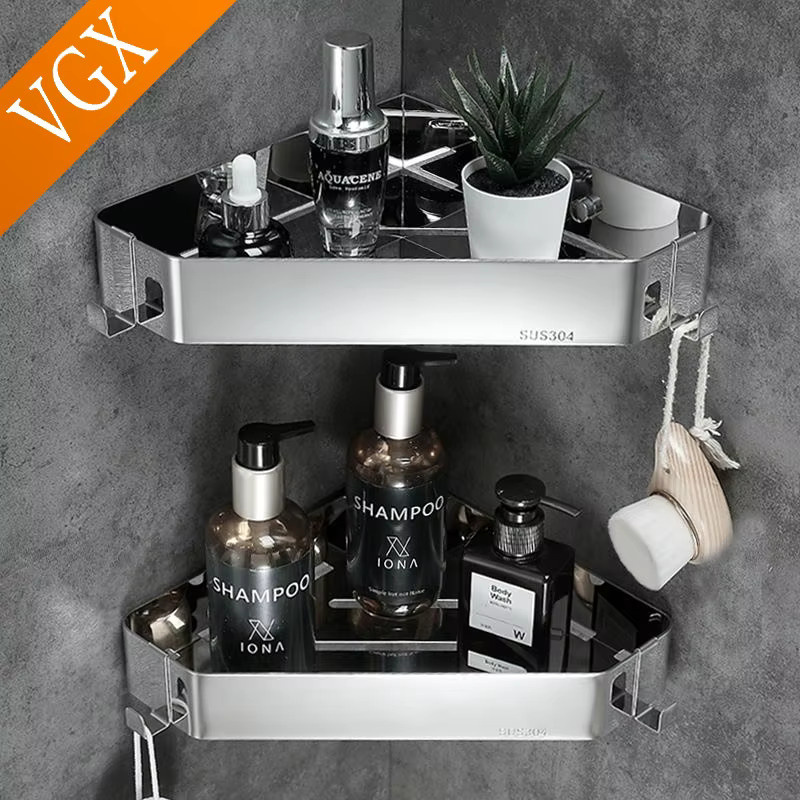 VGX Eckregal für Badezimmer und Küche aus Edelstahl in Silber Matt - Bild 2