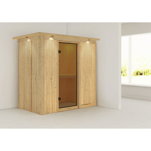 Karibu Sauna Pärnu für 2 Personen aus Fichtenholz in Beige, B/T/H: 202 x 132 x 210 cm - Bild 2
