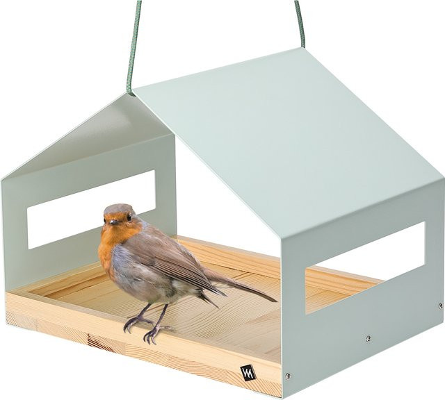 WONDERMAKE Design Vogelhaus XL aus Metall und Holz in Türkis-Grau-Mint zum Aufhängen - Bild 1