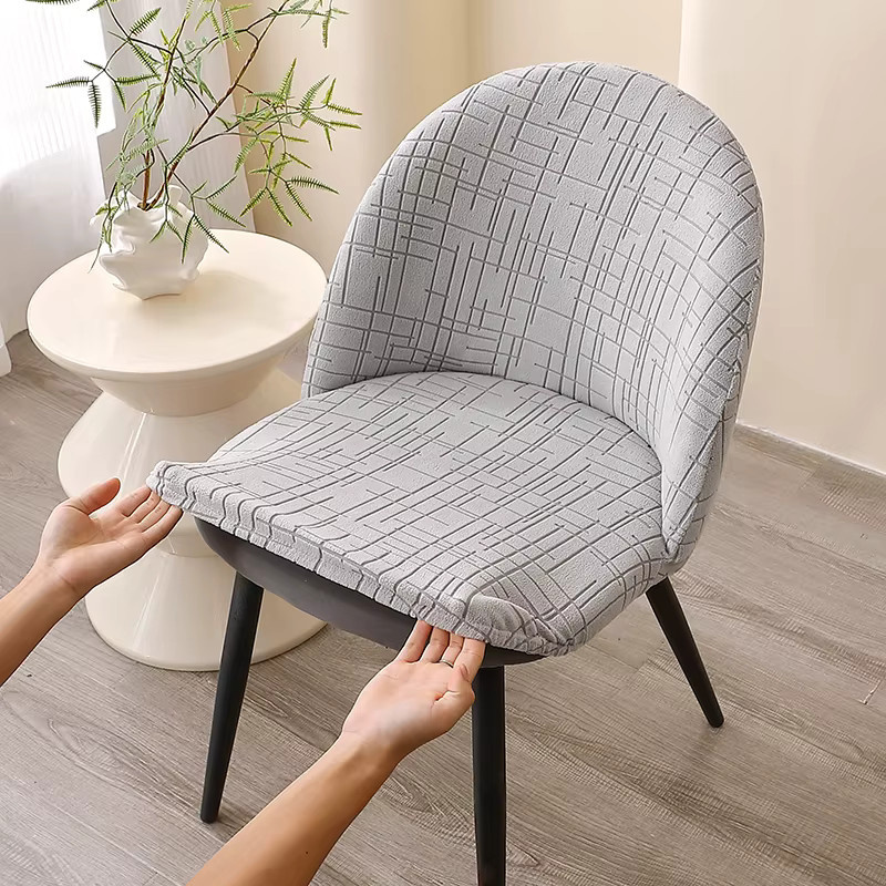 WANERQU Esszimmer Stuhl Schonbezüge aus Jacquard in Grau für niedrige Rückenlehnen - Bild 2