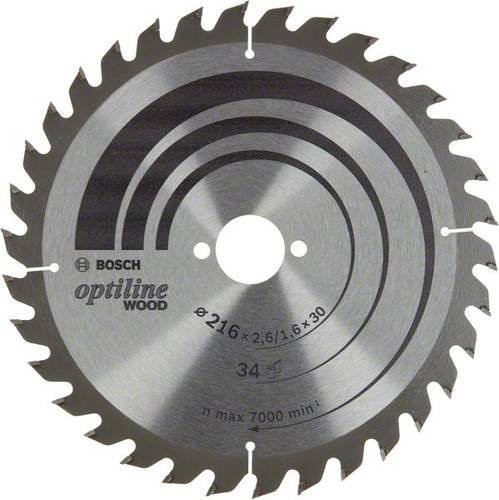 Bosch Optiline Wood Kreissägeblatt mit 34 Zähnen, Farbe: Silber, Durchmesser: 216 mm, Bohrung: 30 mm - Bild 1