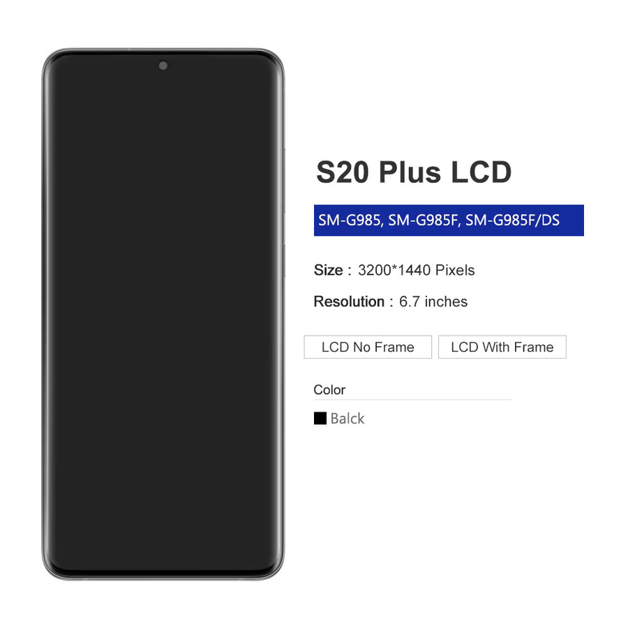 Samsung S20 Plus AMOLED Display mit Touchscreen Digitizer und Rahmen in Schwarz, 6,7 Zoll - Bild 3