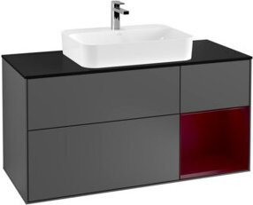 V&B Finion Waschtischunterschrank mit LED-Wandbeleuchtung und Regalfach, Anthrazit Matt, Breite: 120 cm - Bild 1