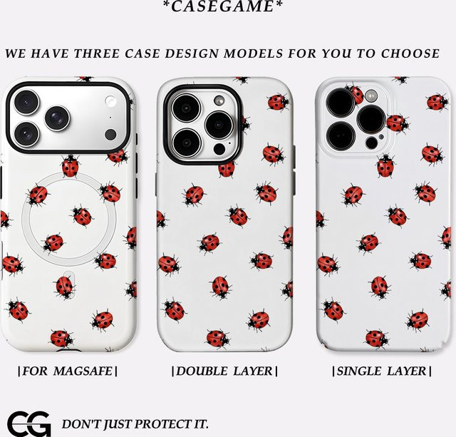 Marienkäfer Red Dot Handyhülle für iPhone 17 16 15 14 13 Pro Max Plus mit doppelschichtiger Rückseite in Weiß - Bild 1