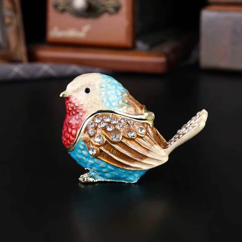 Spatz Schmuckschatulle aus Metall mit Flip Cover, staubdicht, blau/mehrfarbig - Bild 3