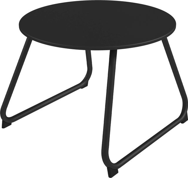 Outsunny Gartencouchtisch aus Metall mit verstellbaren Füßen in Schwarz, Durchmesser: 48 cm, Höhe: 37 cm - Bild 1
