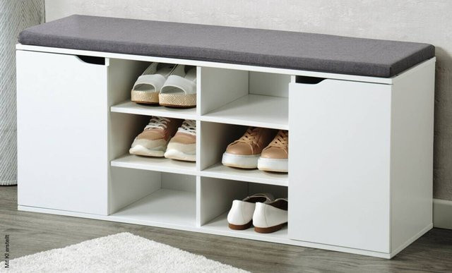Kesper Schuhregal in Weiß und Grau aus MDF, modern und matt, B/H/L: 29 x 48 x 51,5 cm - Bild 1