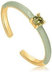 Ring Gold, Zirkonia, Salbei Emaille Emblem, Damen, Bohemia - Bild 1