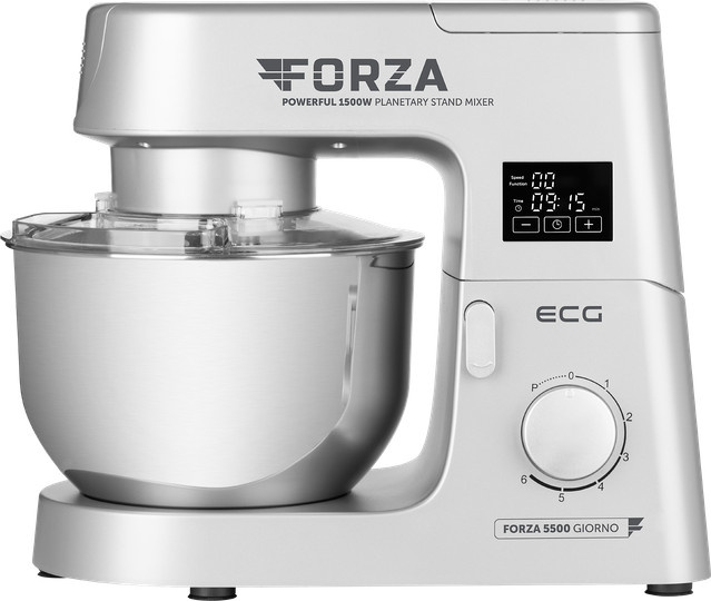 ECG Küchenmaschine FORZA 5500 Giorno in Silber mit Timer und Edelstahl- sowie Glaskomponenten - Bild 1