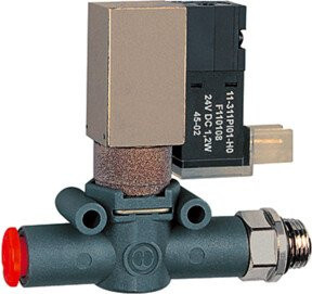 Riegler 3/2-Wege-Magnetventil in Grau mit schallgedämpfter Entlüftung und G1/4 Schlauchgewinde - Bild 1
